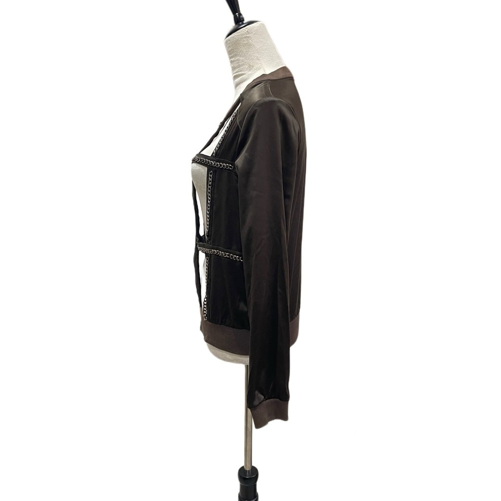 Unique Brown Chain Cutout Jacket - image 5